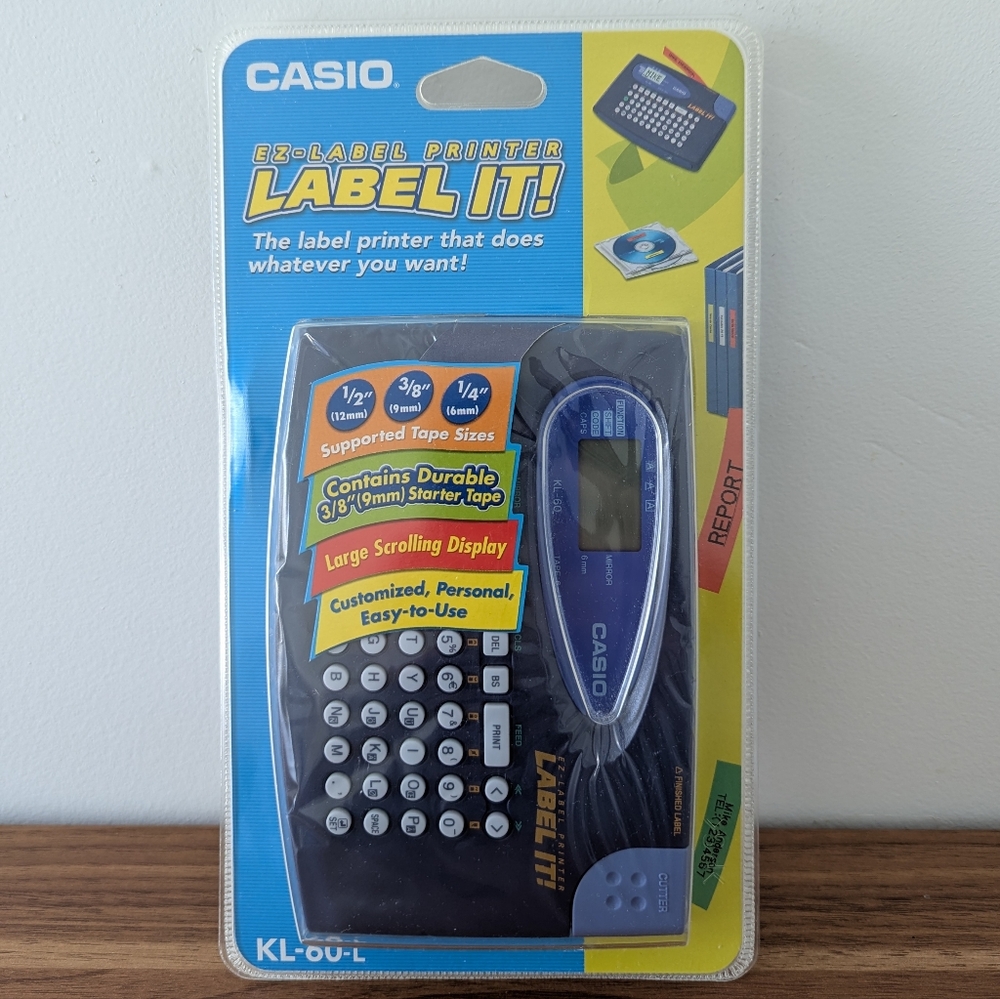 Casio LABEL IT! EZ-Label Printer Model KL-60-L Compact Label System NEW, Sealed